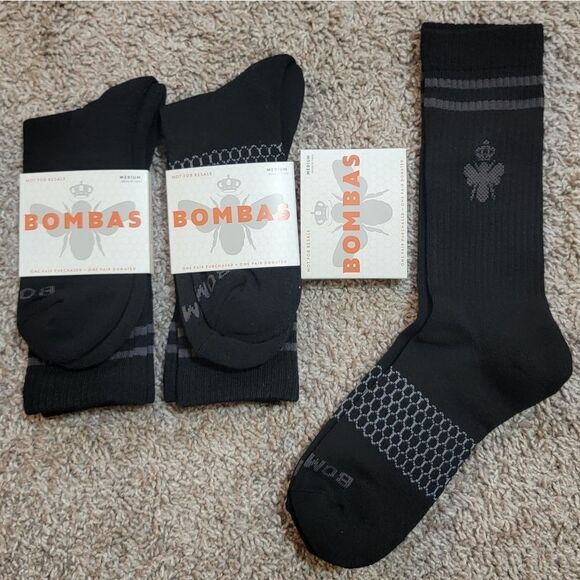 Bombas Calf Socks Men Shoe Size 6-9 Honeycomb Arch Black Lot of 3 Pairs Medium - Picture 1 of 10